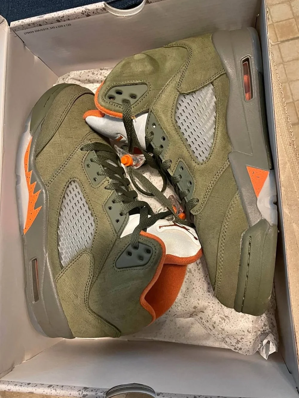Jordan Olive Green & Orange Retro Basketball Sneakers